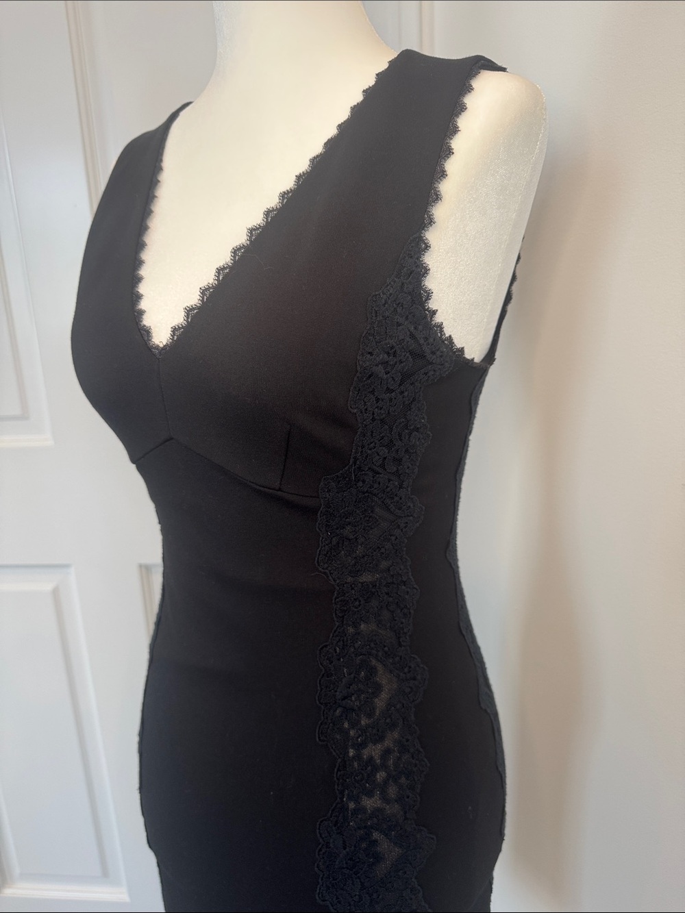 Rebecca Taylor Black Lace-Trim Bodycon Slip